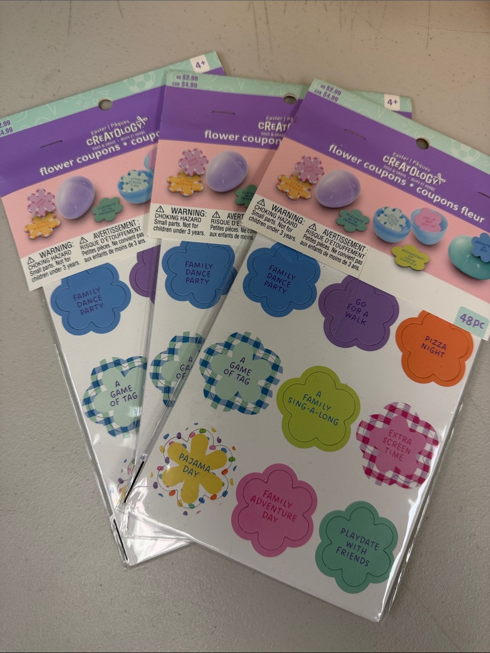 Creatology Easter Coupons to put in Plastic eggs or use as game pieces 3 packs